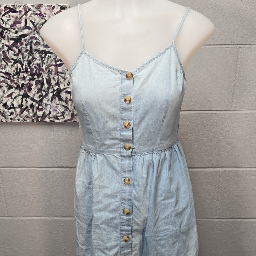 Elegant Japana Light Blue Button-Front Mini Dress - Picture 3 of 8